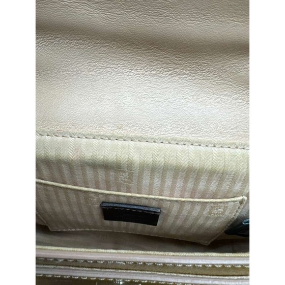 Vintage Fendi Women's Turn-Lock Flap Leather‎ Crossbody Bag Yellow 8" x 6" - Picture 5 of 14